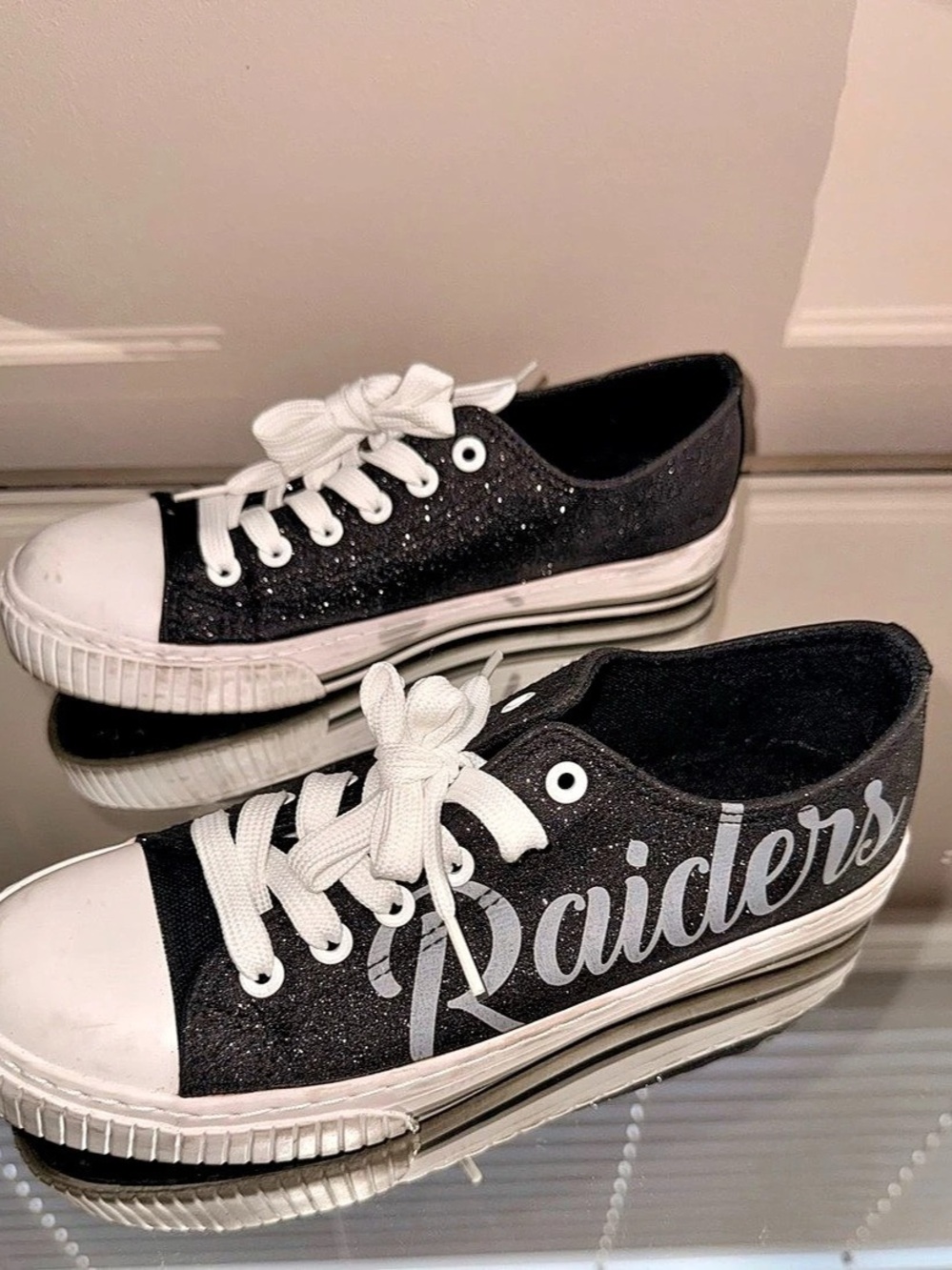 NFL Raiders Black & White Women’s Sneakers